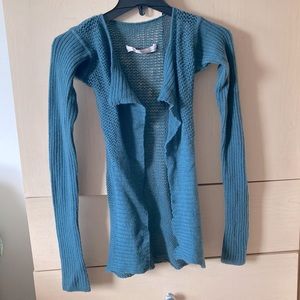 Rick Owens knit waterfall cardigan long sleeve wool XS 36 teal green blue Queen